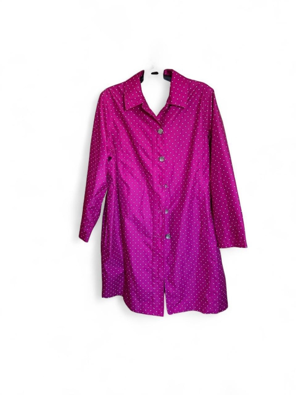 Lands' End Magenta Polka Dot Button-Down Jacket